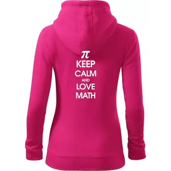 Dámská mikina Keep calm and love math - Dámská mikina trendy zipper s kapucí - S ( Purpurová )