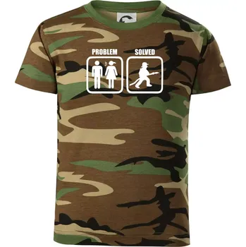 Problém hasič - Dětské maskáčové triko - 134 cm/8 let ( Hnědý maskáč )