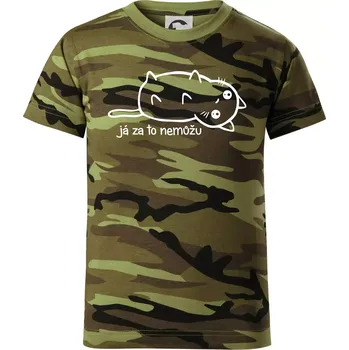 Já za to nemůžu - Dětské maskáčové triko - 122 cm/6 let ( Zelený maskáč )