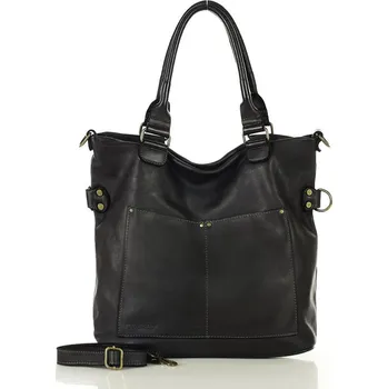 Kabelka Marco Mazzini Kožená XL velká shopperka MAZZINI vintage; černá