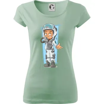 Dámské tričko Vesmírný voják modrý - Dámské triko Pure - XS ( Sage )