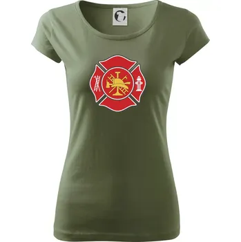 Dámské tričko Fire department logo červené - Dámské triko Pure - XS ( Khaki )