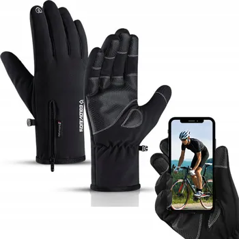 Cyklistické rukavice RUKAVICE NA KOLO VODĚODOLNÉ SPORTOVNÍ DOTYKOVÉ ZATEPLENÉ M1 L