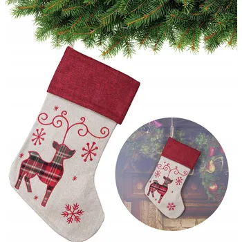 Vánoční dekorace Béžová, dekorativní vánoční punčocha, Sob 45 cm