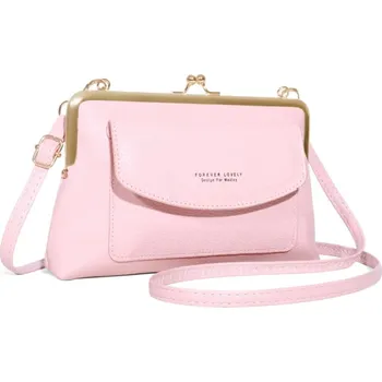 Kabelka Elegantní malá kabelka přes rameno s kapsou | dámská kabelka, crossbody taška - Růžový