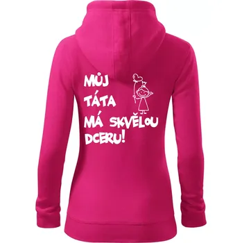 Dámská mikina Můj táta má skvělou dceru - Dámská mikina trendy zipper s kapucí - XS ( Purpurová )