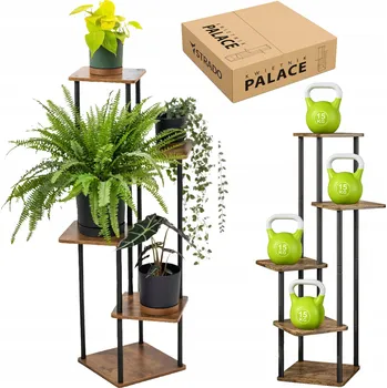 Květináč Držák Na Květináč stojící kovový stojan na 5 květináčů Palace (černý) /Strado