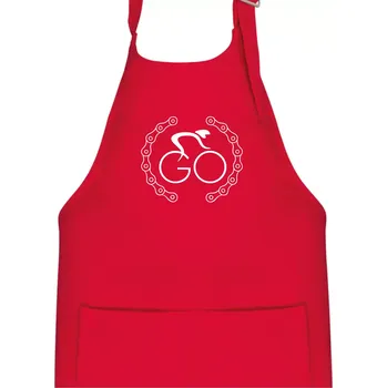 Kuchyňská zástěra Logo cyklisty a řetěz - Dětská zástěra na vaření - Univerzální velikost ( Červená )