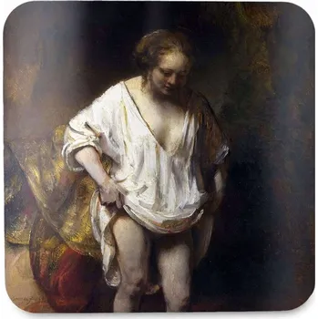 Podložka pod hrnek Hendrickje koupající se v řece Rembrandt (Hendrickje koupající se v řece od Rembrandta - podložka pod hrnek)