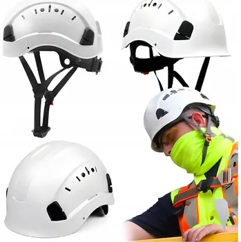 Pracovní přilba Lezecká Přilba Ochranná Větraná Bílá s Podbradním Páskem CE