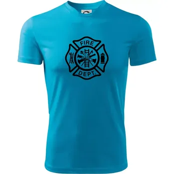 Pánské tričko Fire dept. logo - Pánské triko Fantasy sportovní (dresovina) - XL ( Světlý tyrkys )