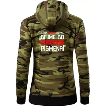Dámská mikina A pak satan pravil dejme do matematiky písmena - Dámská mikina trendy zipper s kapucí - XL ( Zelený maskáč )