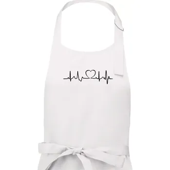 Kuchyňská zástěra Srdce EKG - Pánská zástěra na vaření - Univerzální velikost ( Bílá )
