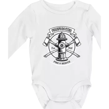 Kojenecký body Firefighter logo Fire and rescue - Body kojenecké s dlouhým rukávem - Dlouhý r. do 3 měs ( Bílá )