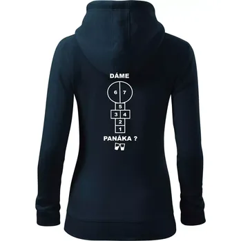 Dámská mikina Dáme panáka? - Dámská mikina trendy zipper s kapucí - S ( Námořní modrá (velmi tmavá - téměř černá) )