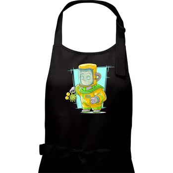 Kuchyňská zástěra Vesmírný voják tyrkysový - Pánská zástěra na vaření - Univerzální velikost ( Černá )