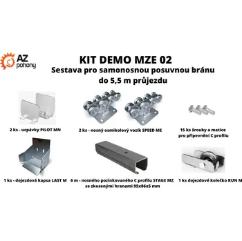 Pohon brány KIT DEMO MZE 02 MAX - sestava pro samonosnou posuvnou bránu až do 10 m průjezdu