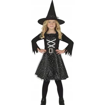 Karnevalový kostým KOSTÝM MALÁ HVĚZDNÁ ČARODĚJNICE PŘEVLEK HALLOWEEN KOSTÝM 128