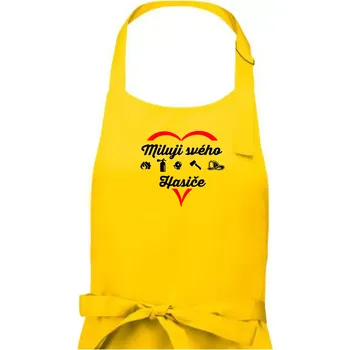 Kuchyňská zástěra Miluji svého hasiče - Dámská zástěra na vaření - Univerzální velikost ( Žlutá )