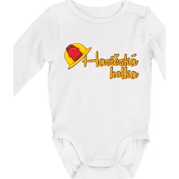 Hasičská holka - helma - Body kojenecké s dlouhým rukávem - Dlouhý r. do 3 měs ( Bílá )