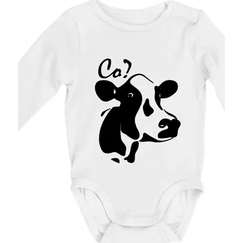 Kojenecký body Zmatená kráva - Body kojenecké s dlouhým rukávem - Dlouhý r. do 3 měs ( Bílá )