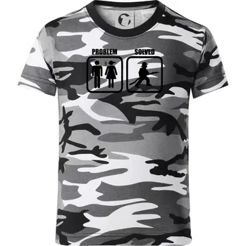 Chlapecké tričko Problém hasič - Dětské maskáčové triko - 146 cm/10 let ( Šedý maskáč )