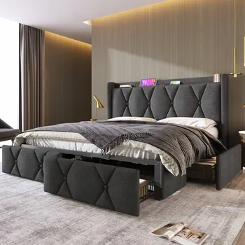 Postel Dřevěná manželská postel Arhatreya 140x200 cm šedá