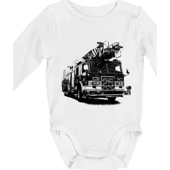 Hasičské auto 25 - Body kojenecké s dlouhým rukávem - Dlouhý r. do 3 měs ( Bílá )