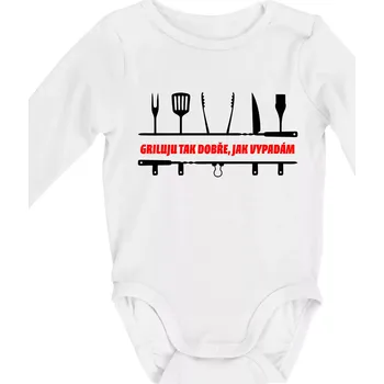 Kojenecký body Griluju tak dobře, jak vypadám - Body kojenecké s dlouhým rukávem - Dlouhý r. do 3 měs ( Bílá )