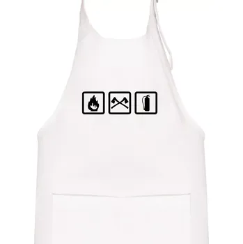 Kuchyňská zástěra Hasiči 3 loga - Dětská zástěra na vaření - Univerzální velikost ( Bílá )