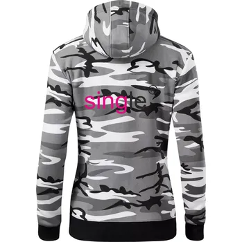 Dámská mikina Single nápis copyright - Dámská mikina trendy zipper s kapucí - XL ( Šedý maskáč )