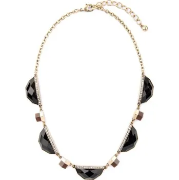 Náhrdelník Flamenco Mystique černý kámen a zlato náhrdelník N573 elegantní šperk pro každou příležitost