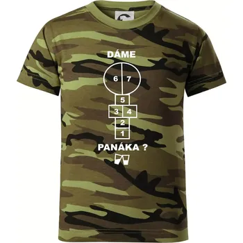 Chlapecké oblečení Dáme panáka? - Dětské maskáčové triko - 122 cm/6 let ( Zelený maskáč )