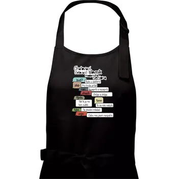 Kuchyňská zástěra Chatovací slovník moderního seniora (Běžící češtinář) - Dámská zástěra na vaření - Univerzální velikost ( Černá )
