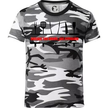 Chlapecké tričko Griluju tak dobře, jak vypadám - Dětské maskáčové triko - 104-110cm / 3-4 roky ( Šedý maskáč )