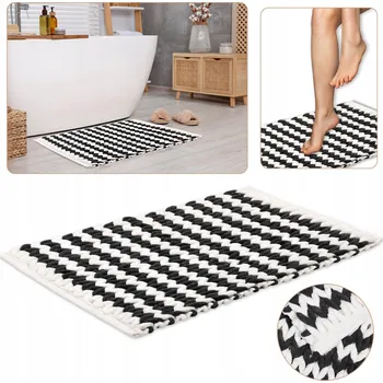 Koupelnová předložka Šedo-bílá Pletená Koupelnová Předložka/Kobereček 50x80cm - SAVÁ Mikrovlákno