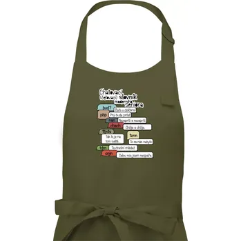Kuchyňská zástěra Chatovací slovník moderního seniora (Běžící češtinář) - Pánská zástěra na vaření - Univerzální velikost ( Khaki )