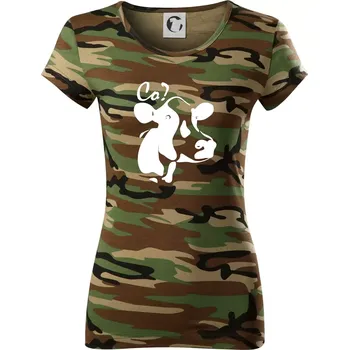 Dámské tričko Zmatená kráva - Dámské maskáčové triko - 2XL ( Hnědý maskáč )