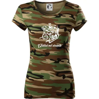 Dámské tričko Udělal mě strojník - Dámské maskáčové triko - L ( Hnědý maskáč )