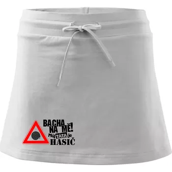 Dámská sukně Bacha na mě! Můj táta je hasič - Sportovní sukně - two in one - S ( Bílá )