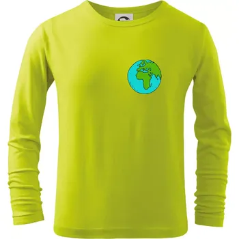 Dětská móda Planeta na prsu - Afrika a Evropa - Triko dětské Long Sleeve - 104-110cm / 3-4 roky ( Limetková )
