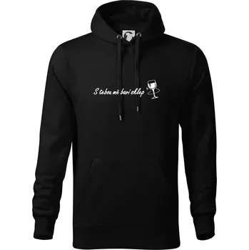 Pánská mikina S tebou mě baví sklep - Mikina pánská Cape s kapucí - 4XL ( Černá )