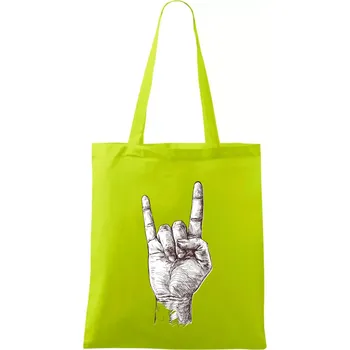 Rocková ruka kreslená - Taška bavlněná - 42 x 38 cm ( Limetková )