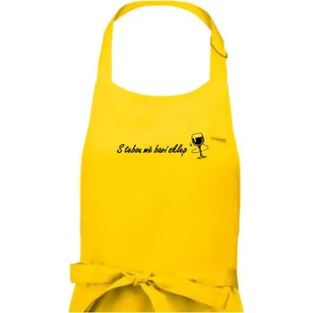Kuchyňská zástěra S tebou mě baví sklep - Dámská zástěra na vaření - Univerzální velikost ( Žlutá )