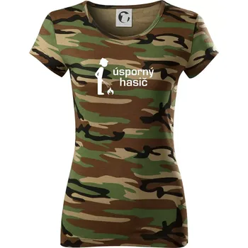 Dámské tričko Úsporný hasič - Dámské maskáčové triko - XS ( Hnědý maskáč )
