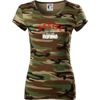 Dámské tričko Hasiči, pro někoho obyčejné slovo, pro nás rodina - Dámské maskáčové triko - XL ( Hnědý maskáč )