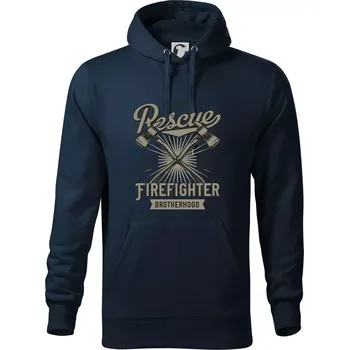 Pánská mikina Rescue Firefighter - Mikina pánská Cape s kapucí - L ( Námořní modrá (velmi tmavá - téměř černá) )