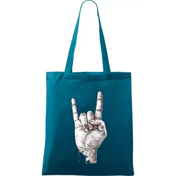 Nákupní taška Rocková ruka kreslená - Taška bavlněná - 42 x 38 cm ( Petrolejová )