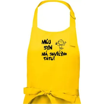 Kuchyňská zástěra Můj syn má skvělýho tátu - Pánská zástěra na vaření - Univerzální velikost ( Žlutá )