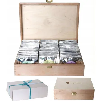 Obraz EXKLUZIVNÍ DŘEVĚNÁ KRABIČKA NA 60 ČAJŮ DÁREK KE DNI BABIČKY A DĚDEČKA